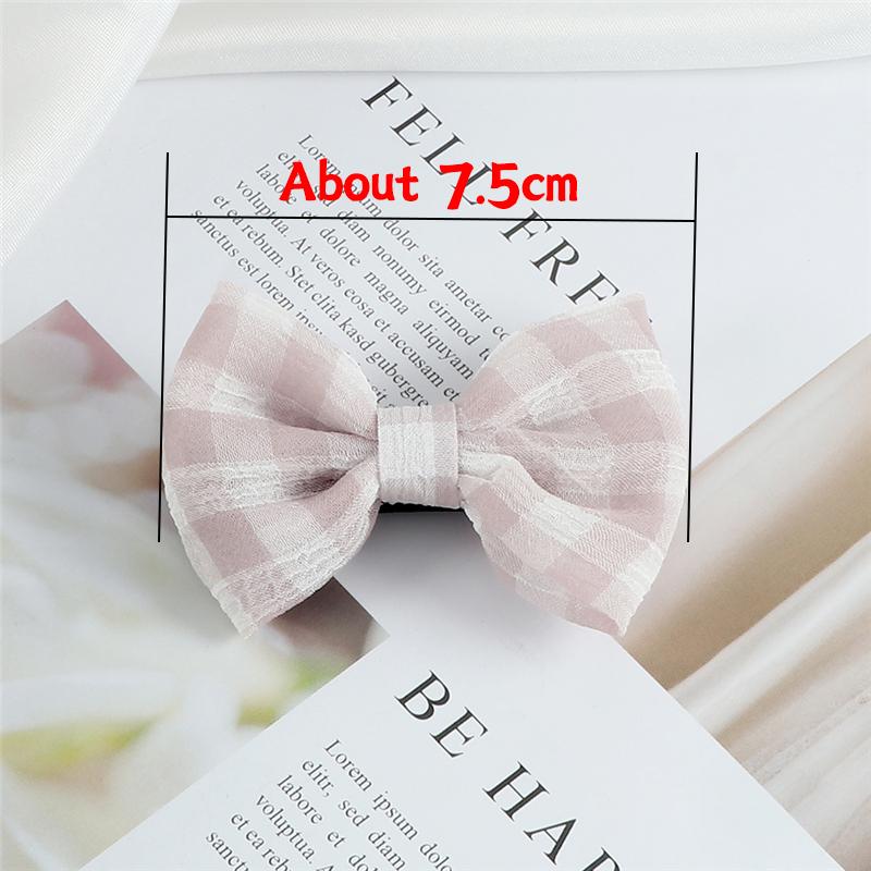 1/2PCS Fashion Plaid Bow Hair Clips Sweet Pink Hairpins for Girls Kids Cute Bowknot Headwear High Quality Hair Accessories Gifts