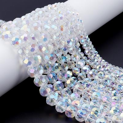 1 Strand/Lot Faceted Crystal Round Beads AB Color Rhinestone Ball Shape Bead for Jewelry Making DIY Bracelet Beading Accessories