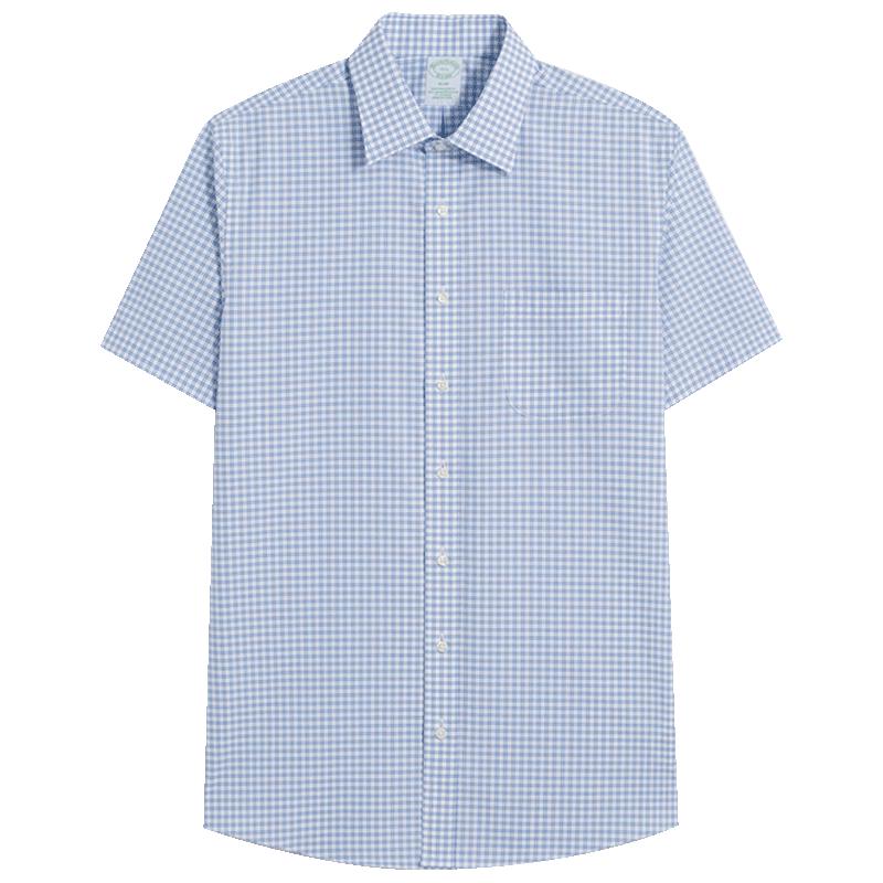 Мужская рубашка Brooks Brothers из хлопкового поплина в клетку с коротким рукавом M
