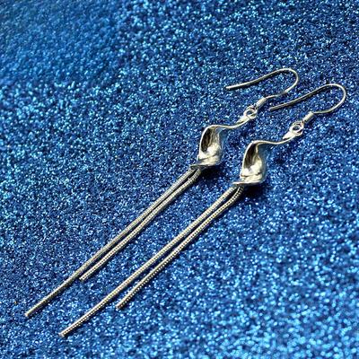Temperament Women's Earrings Exaggerated Twisted Pieces of Small Water Wave Tassel Earrings for Women