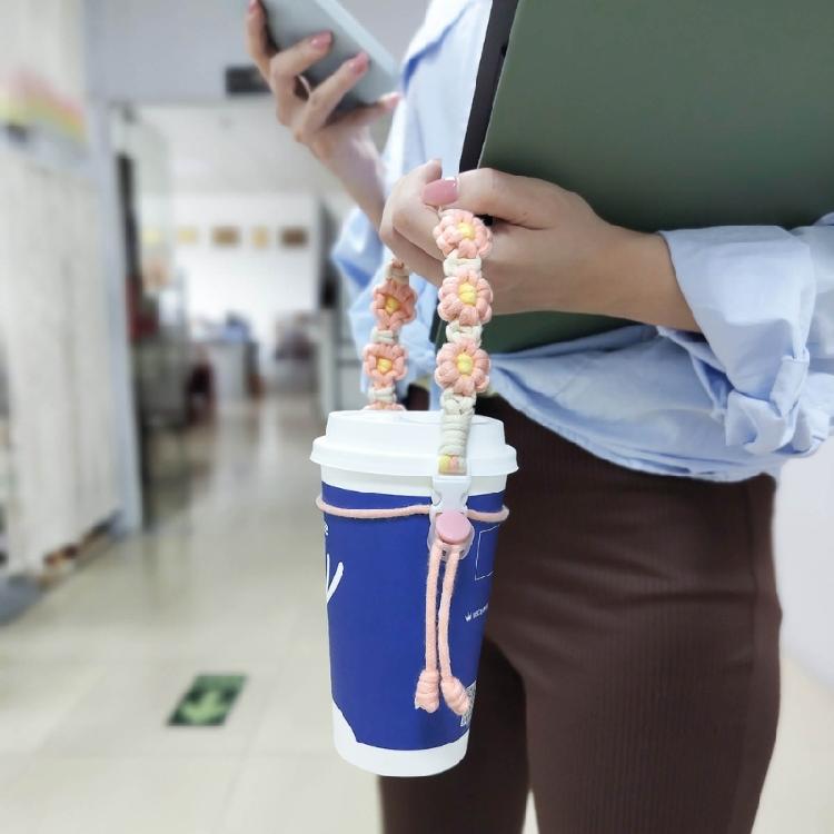 Outdoor Water Bottles Handle Handwovens Flower Cord Drink Bottle Carriers Strap