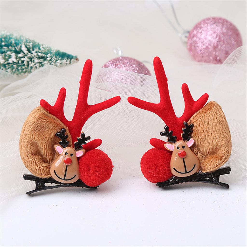 Christmas Hair Clip Hair Barrettes Hair Bow Headpieces Winter Bow Reindeer Barrettes Headwear Hair Accessories