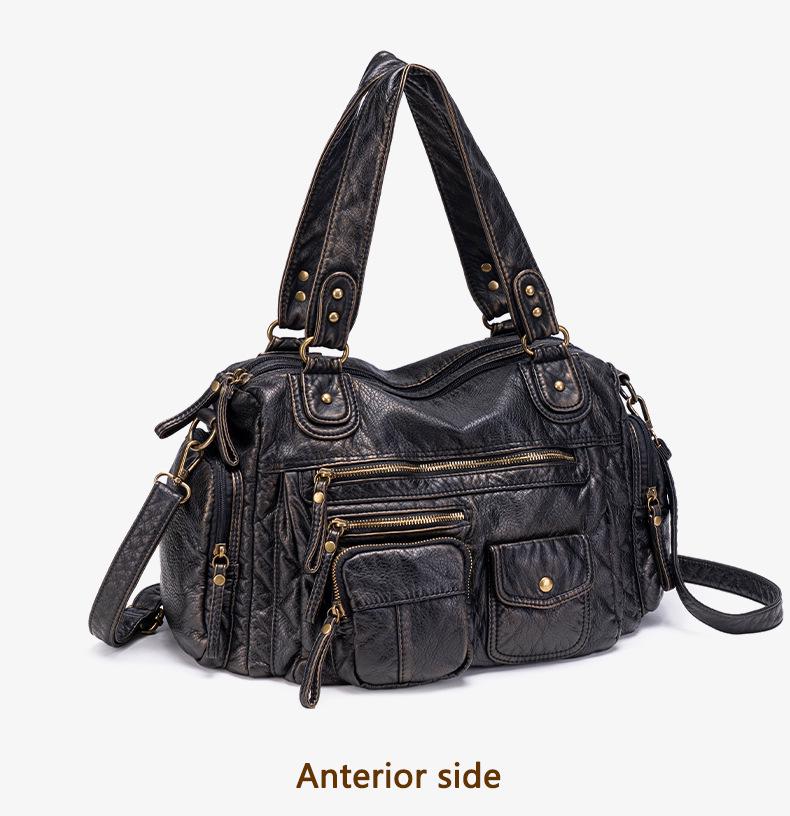 Women's Y2K Washed Distressed Large Motorcycle Shoulder/Crossbody Handbag