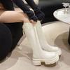 Muffin bottom high boots thick heel thick sole knee long boots small man height increase versatile knight boots female ins
