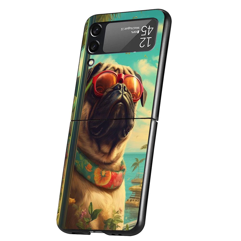 

Love Pugs Cute Dog Case Phone Cover for Samsung Galaxy Z Flip 6 5 4 3 5G ZFlip6 ZFlip5 ZFlip4 ZFlip3 Black Hard Trend Fundas Galaxy ZFlip6