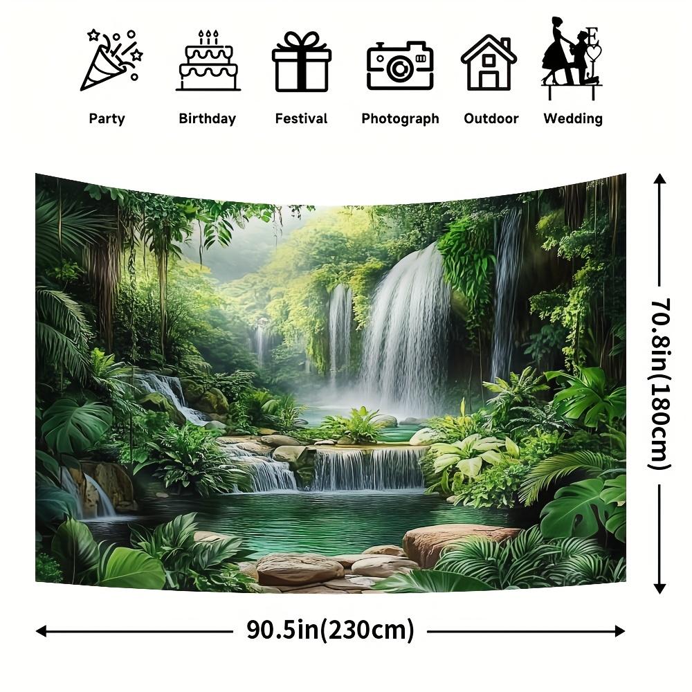 

1pc Lush Jungle Waterfall Backdrop - Reusable Polyester Fabric, Vibrant Rainforest Scene with Misty Atmosphere, Easy to Hang, No 40x60cm