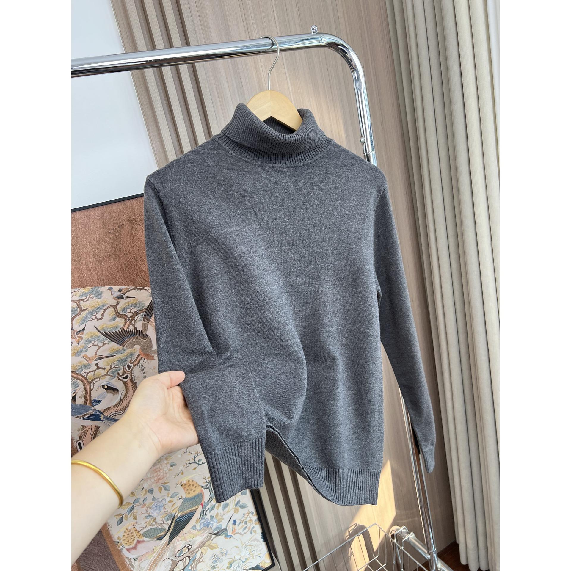Men s High Neck Solid Color Knit Sweater - Versatile Autumn/Winter Casual Base Layer XL