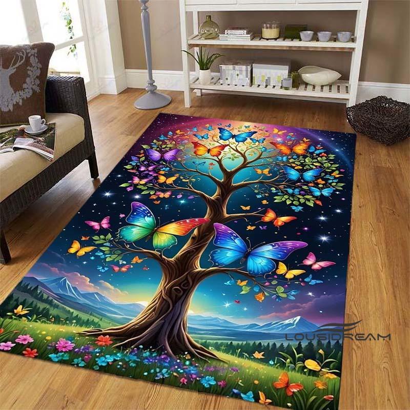 Dreamy Purple Butterfly Pattern Rugs for Living Room Bedroom Area Rugs Child Room Play Rug Cartoon 3D Printing Kids Game Mats001