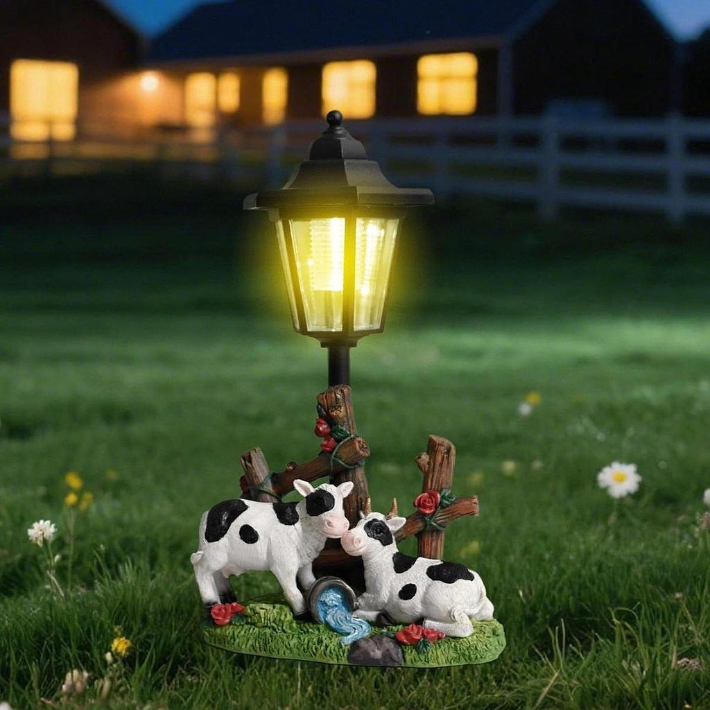 Garden Statue, Animal Sculpture, Resin Figure, Flower Pot with Innovative Solar Lighting,
