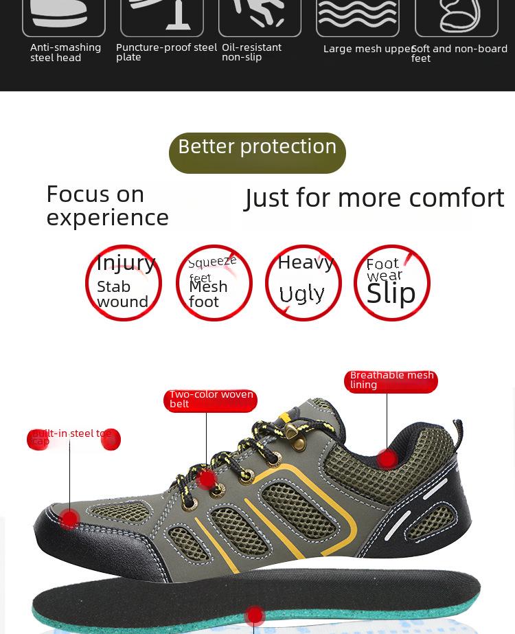 Men's Steel Toe Summer Work Safety Shoes: Breathable, Anti-Smash, Anti-Puncture