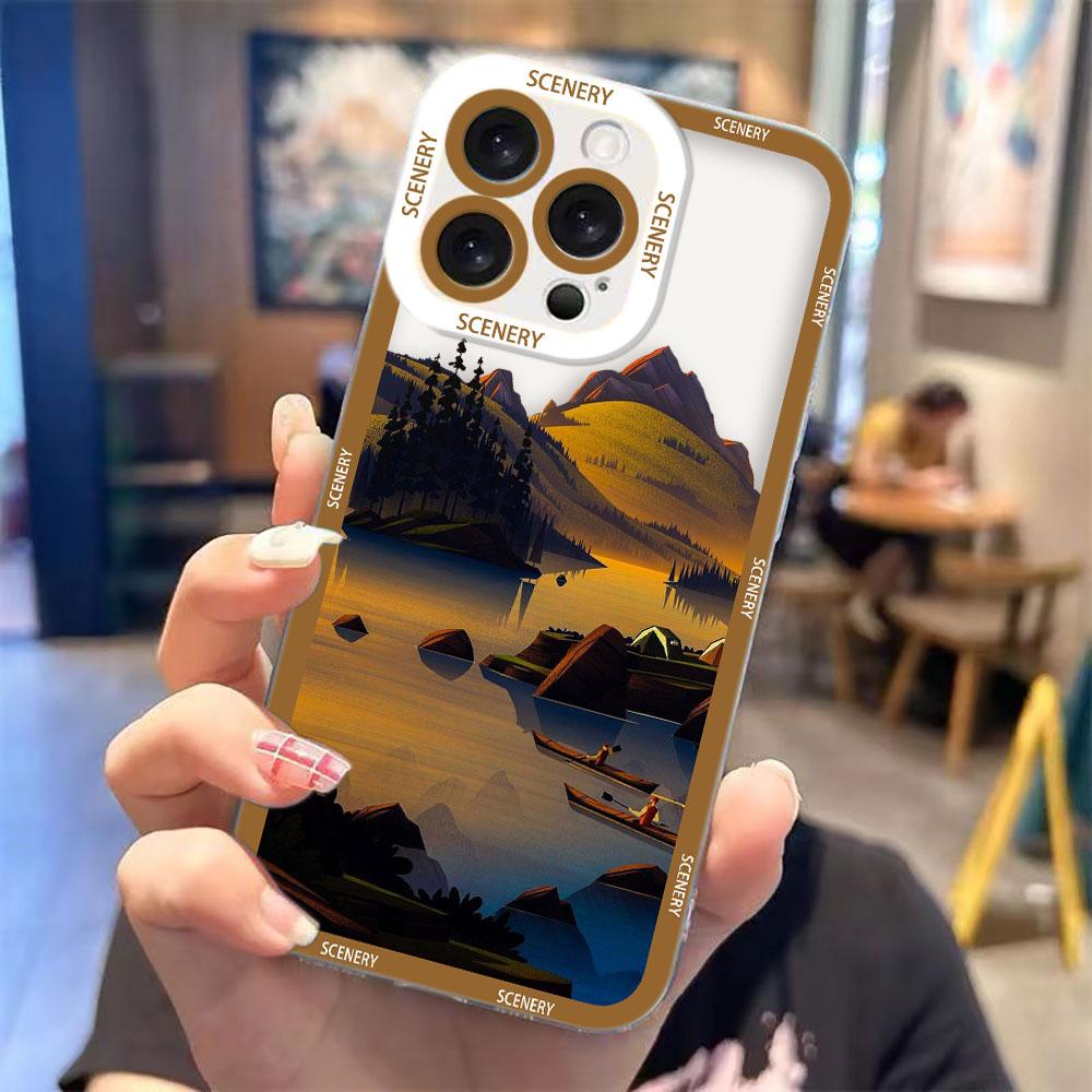 

Painted Spring Scenery Pattern Clear Phone Case For Realme 15 5 6 7 8 8I 9 9I 10 11 12 NOTE 70 C75 C71 C67 C65 C55 C53 C35 Cover REALME C71