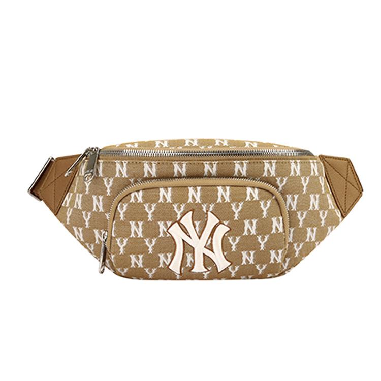 New MLB Monogram Collection Fabric Combo Bag Crossbody Bag Fanny Pack Regular Unisex Khaki 32BGCA111-50B