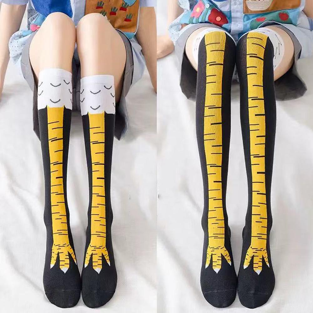 Chicken Paws Feet Long Socks Women Over The Knee Stockings Funny Cartoon Chicken Leg Claw Ladies 3D Print Thigh High Socks Gifts
