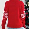 Christmas Woman Sweater Autumn Winter Casual Contrast Color Snowflake Pattern Knitted Tops Round Neck Long Sleeved Pullover