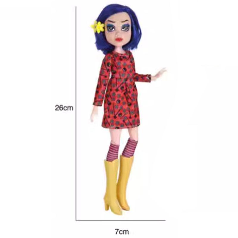 Ghost Mom Caroline Doll Yellow Raincoat Black Cat Joint Movable Action Figure Dress Up Set Toy Ornament Birthday Gift