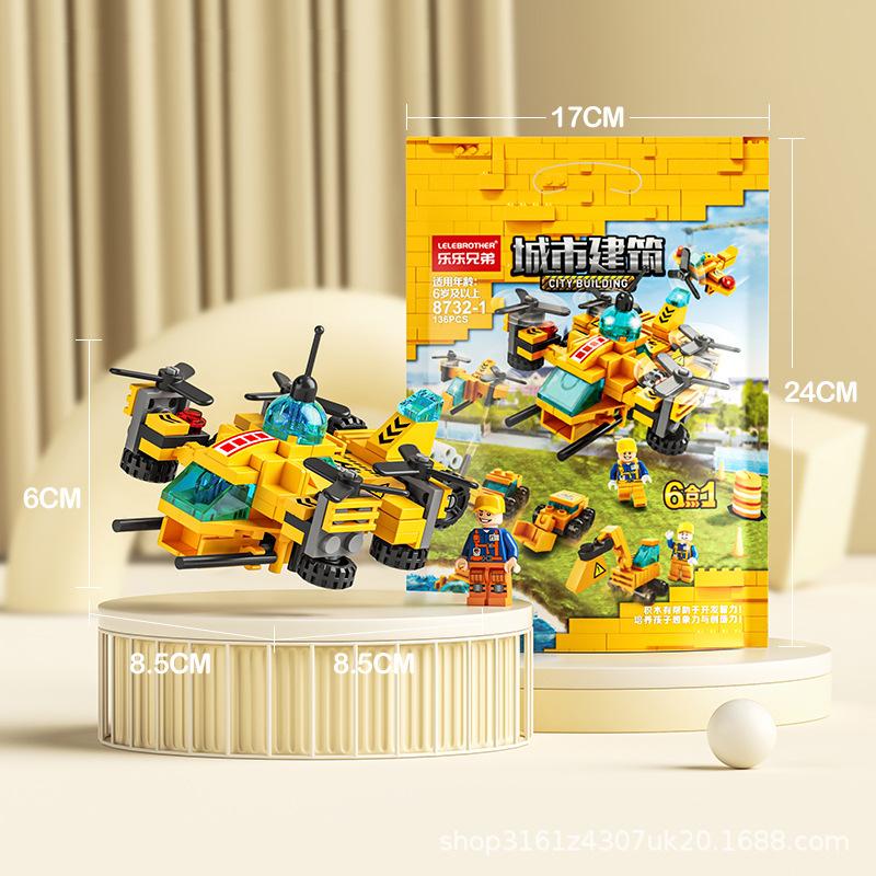 6 In 1 Small Particle City Fire Series Kids Game Construction Blocks Good Gift Safe Use Nice Decor For Kids For Children