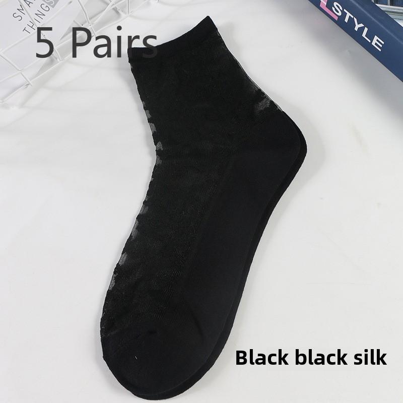 5 Perechi Ciorapi de Sticlă Respirabili de Modă de Primăvară și Vară Șosete de Damă Mătase Cristal