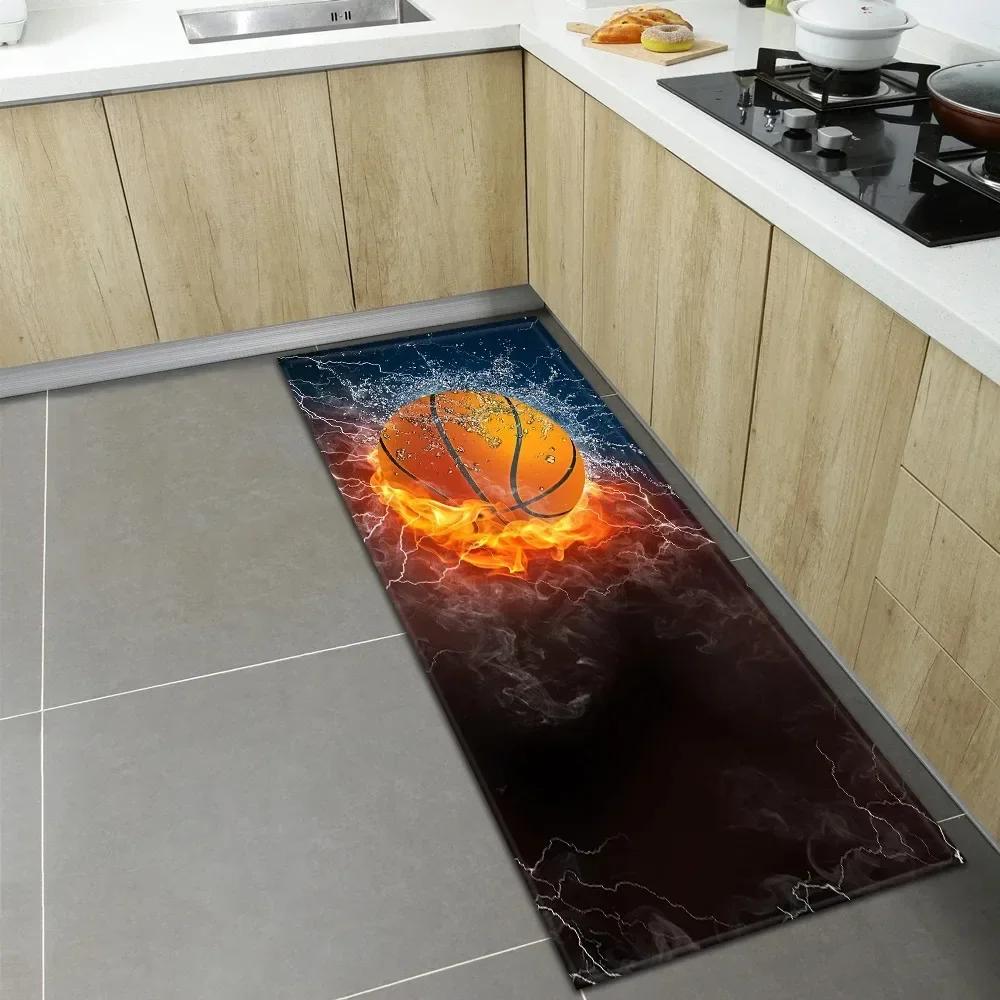 Non Slip Washable Sports Ball Special Effect Theme Runner Mat Dynamic Pattern Rug for Kitchen Hallway Bedroom Home Decor
