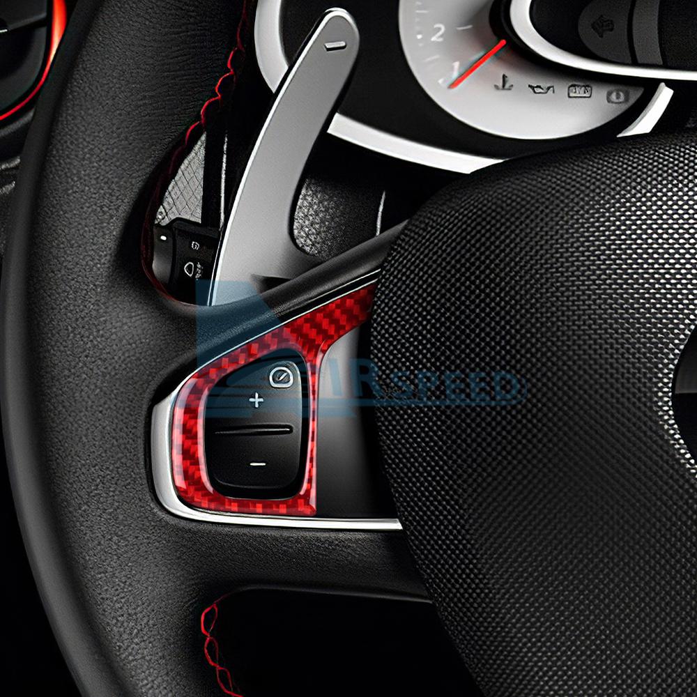 Car Steering Wheel Button Frame Panel Sticker LHD RHD For Renault Clio 3 2013 2014 2015 2016 2017 2018 Real Soft Carbon Fiber