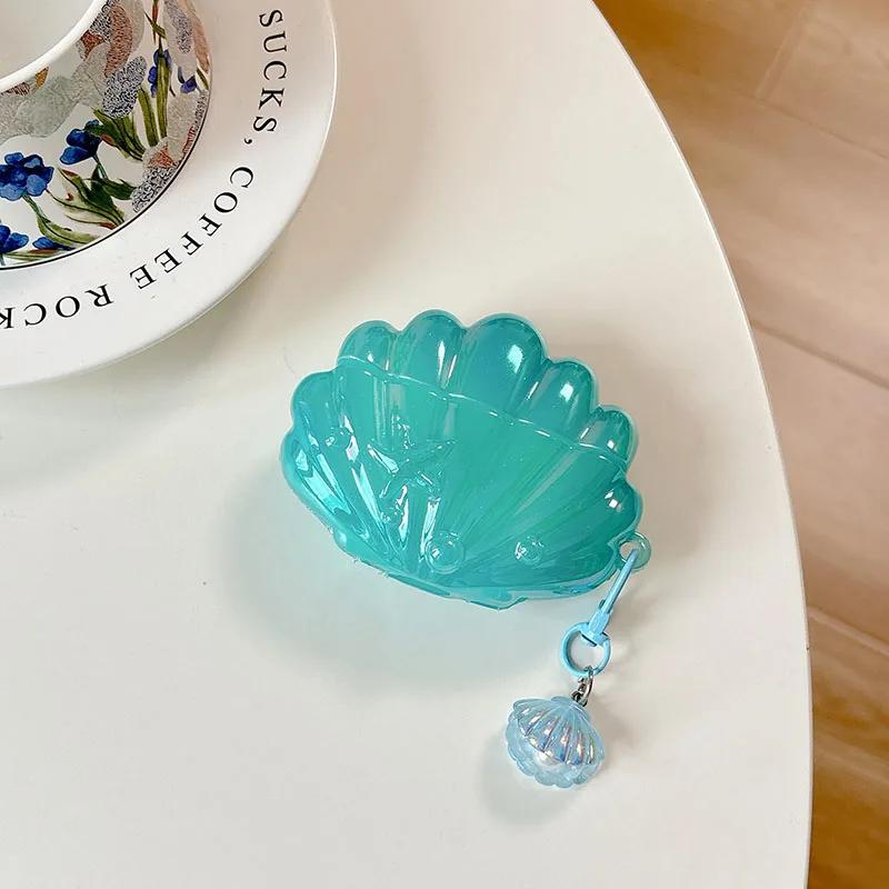 Seashell cartoon cute for Apple AirPods 4 Earphone Protective Case for AirPods Pro 3 2 1 Charging Cover with Tail Pendant