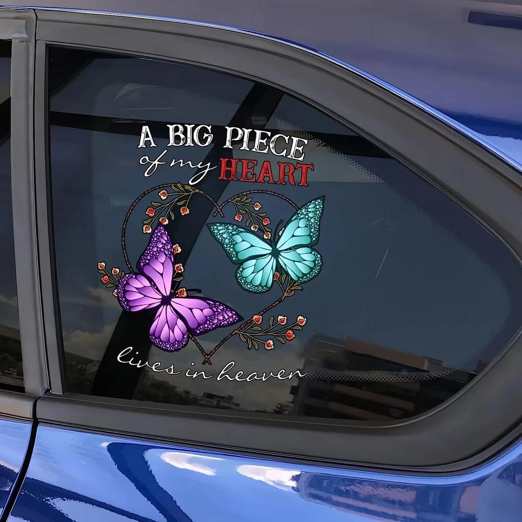 Ein großes Stück in meinem Herzen Schmetterling Autoaufkleber Auto Fenster Heckscheibe Auto Karosserie Styling Ornament Wasserabweisende Vinyl Aufkleber