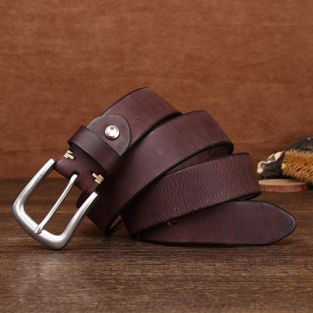 New Retro Washed Extra Thick First Layer Cowhide Belt Men's Casual Belt Men's