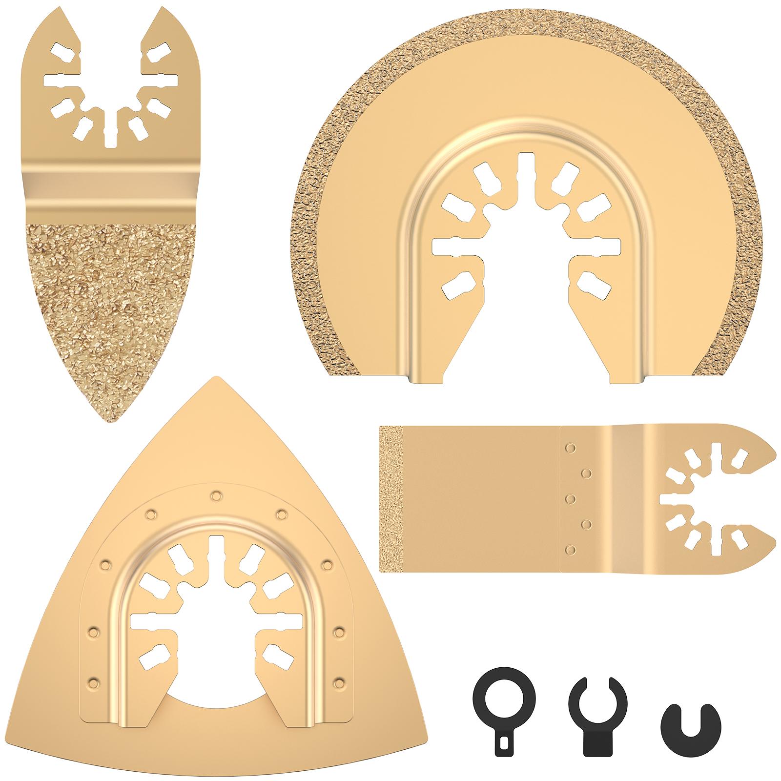 

4/5Pcs Diamond Oscillating Saw Blade Multifunctional Semi Circle Saw Blade Oscillating Grinding Tool Blade for Grit Grout Mortar Multipurpose Cutting