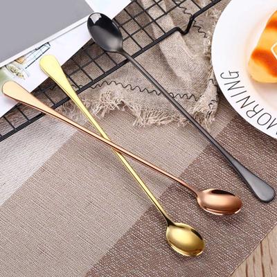 Outils à Long manche vaisselle colorée cuillère en acier inoxydable cuillère à café cuillère à crème glacée cuillères à café