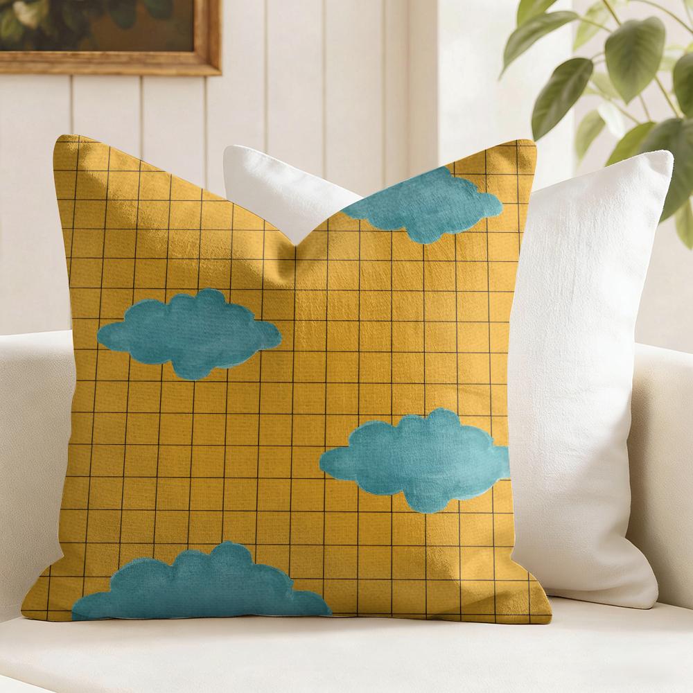 Mode Wolken Kussenhoes Natuurlijk Linnen Dubbelzijdige Print Sierkussenhoes voor Bank Bank Huisdecoratie