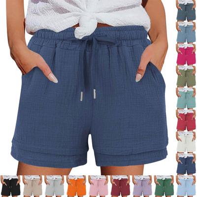 Women's Casual  Summer Elastic Beach Shorts  Solid Casual Shorts