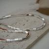 Collana con piccolo tubo quadrato in argento sterling 925 per donna, collane con catena a clavicola, gioielli per feste, regali nuovi