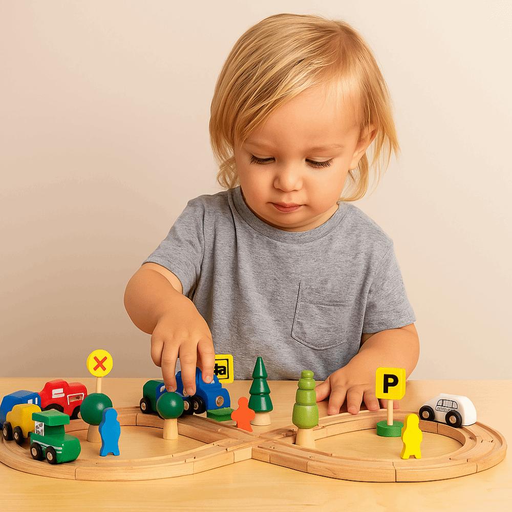 DIY Assembly Children Wooden Train Rail Signal Light Track Accessories Toy Kindergarten