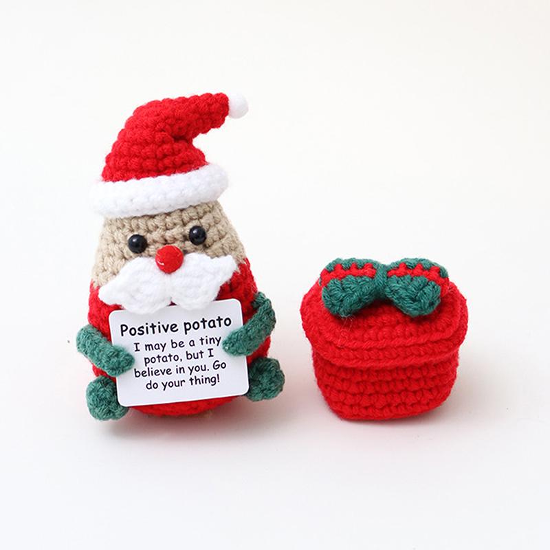 Cute Christmas Emotional Support Doll Fun Crochet Positive Energy Christmas Doll Handmade Knitte Doll Home Decor Festival Gift