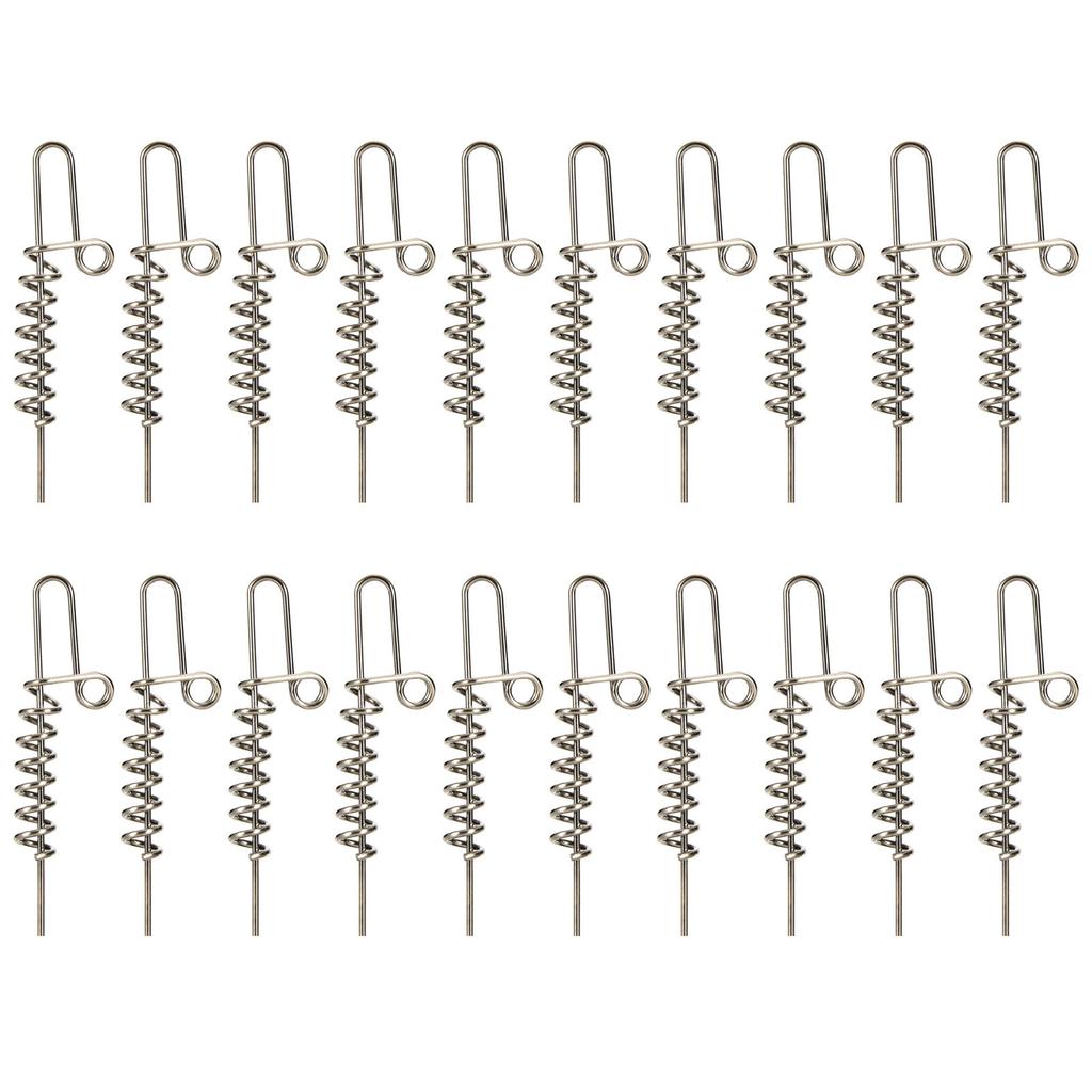 20Pcs Soft Fishing Baits Connector Fixed Latches Needle Spring Lock Pins Fish Gear Tools Worms Lures Angling Accessory