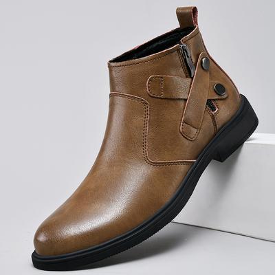 Stivali da Uomo alla Moda di Alta Qualità Stile Street in Vera Pelle Comodi Chelsea con Zip Laterale Invernali da Uomo Calzature con Plateau per la Neve