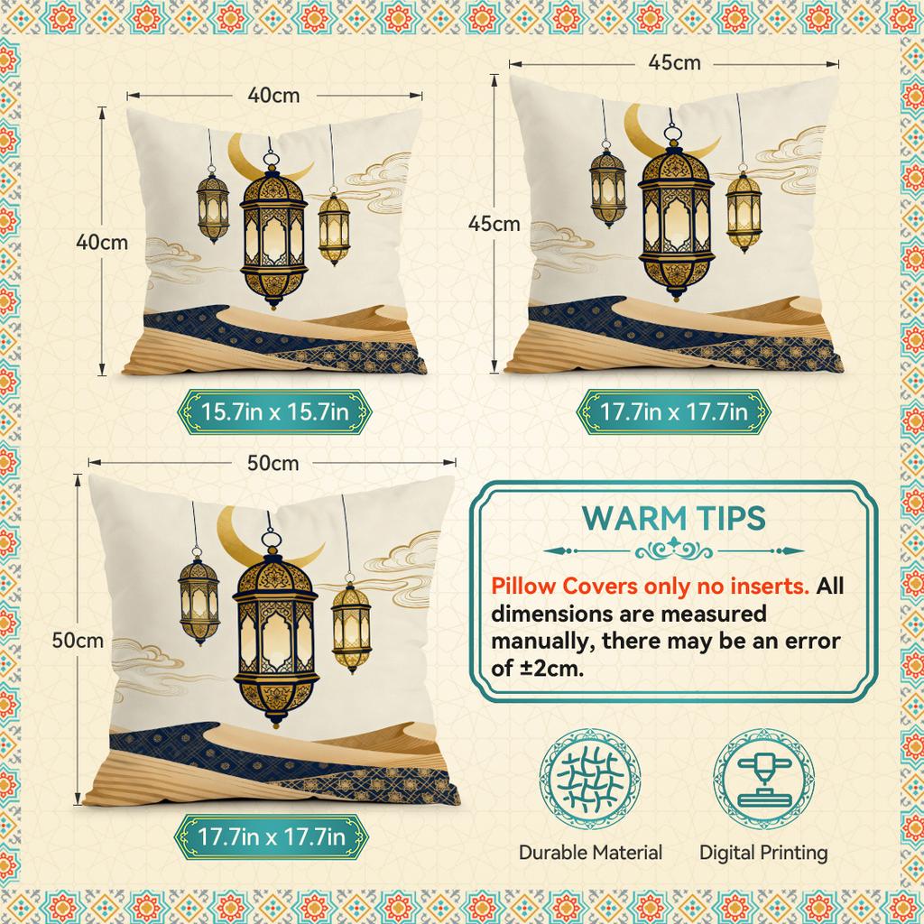 Ramadan Lantern Crescent Moon Cushions Pillowcase Polyester Cushion Cover Throw Pillow Pillowcover Home Car Sofa Decor