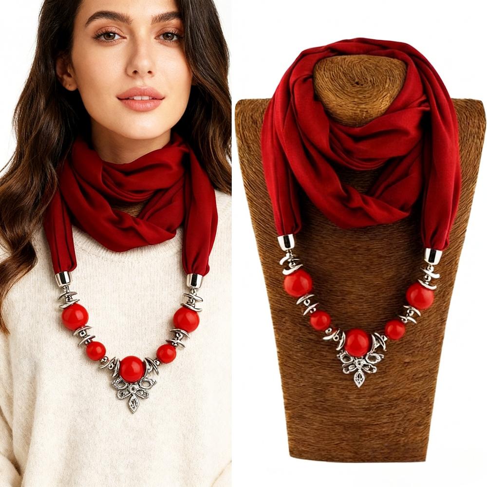 Moda Donna Etnico Unico Sciarpa Collane Pendente in Resina Fazzoletto Dichiarazione Donna Collana Boemia