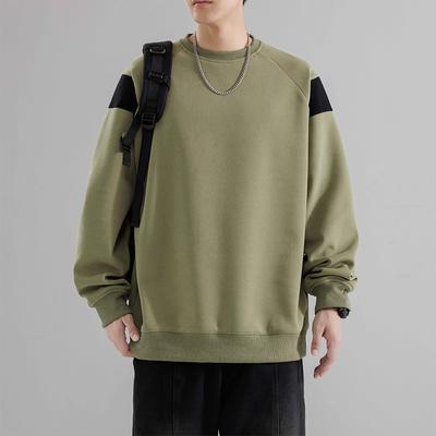 Sweatshirts für Herren im Frühling und Herbst, neue Rundhals-Innen-Unterhemden, vielseitige lockere Teenager, farblich abgesetzte lässige langärmlige Oberteile