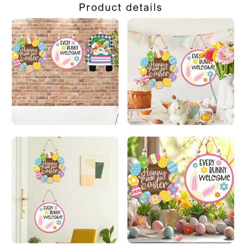 Easters Door Sign Offering Color Easters Party Supplies Wood Door Ornament Suitable for Home Office and Shop Decorations