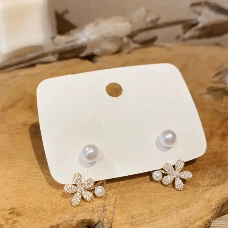 Floral Crystal Stud Earrings for Women, Elegant Minimalist Alloy Jewelry Party Christmas Gift