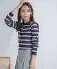 Nano Universe Random Rib Border Knit Top be paired with other Medium Navy (Can items)