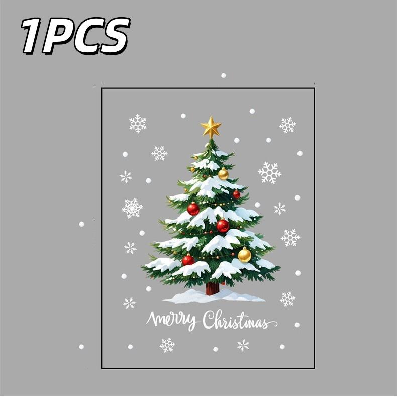 

1/2/4pcs Christmas Window Stickers Reusable Window Decoration Supplies Christmas Tree Snowman Snowflake Glass Decorations Tools other