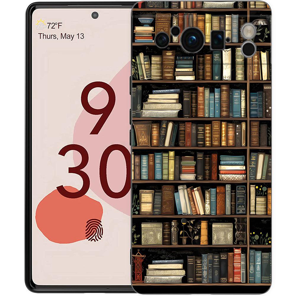 Luxury TPU Phone Case For Google Pixel 9 8 8A 7 7A 6 Pro XL 6A 5G Read Books Illustration Black Soft Back Cover