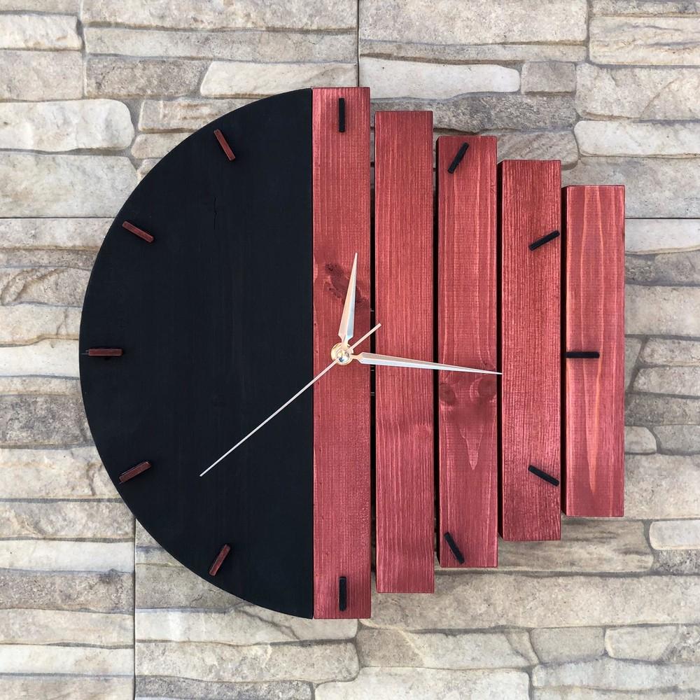 

Деревянные настенные часы с геометрическим рисунком ручной работы из 100% натурального массива дерева