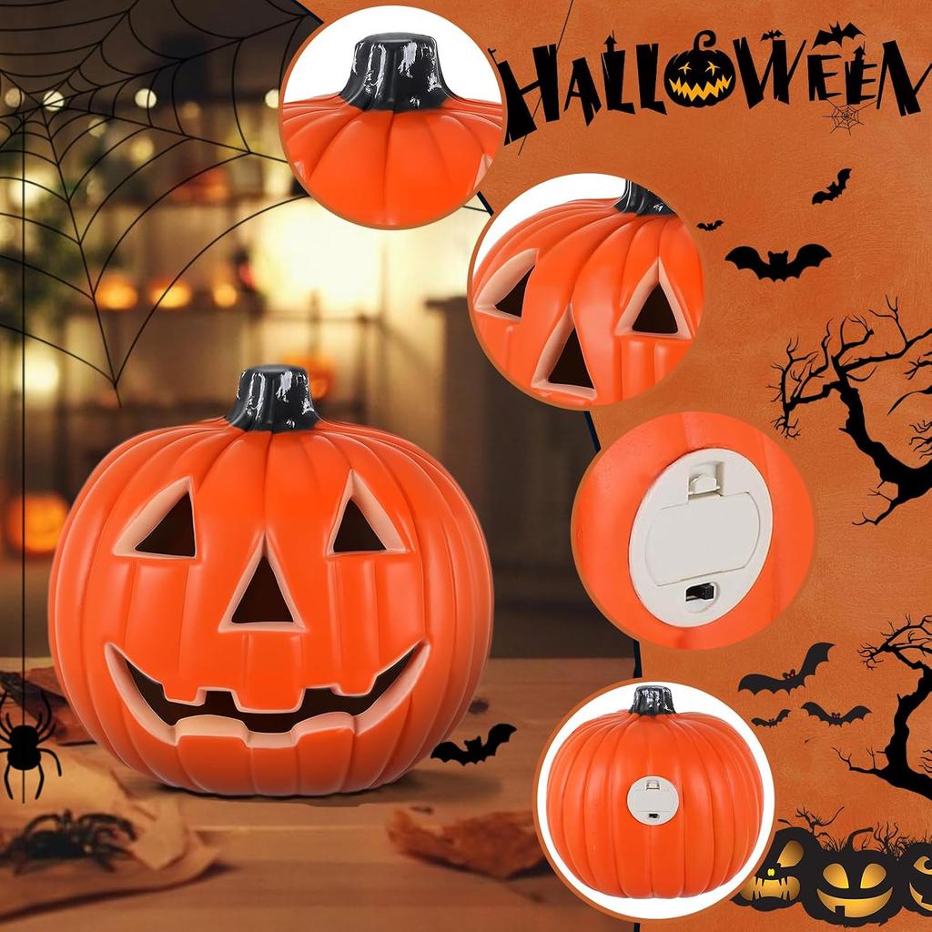 Halloween Pumpkin Lights Plastic Jack O Lantern Table Decor For Home Party Style A