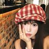 Women S Plaid Beret Hat Large Head Size College Style Japanese Vintage Autumn