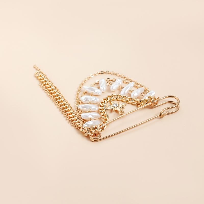 Multi Layer Stylish Eight Pointed Star Tassels Brooch Lightweight Sweater Shawl Clip Alloy Jewelry Accessory
