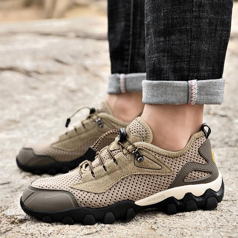 

2025 new spring men s travel shoes Korean version breathable sports outdoor mountaineering leather shoes lightweight dad men s shoes tide 45