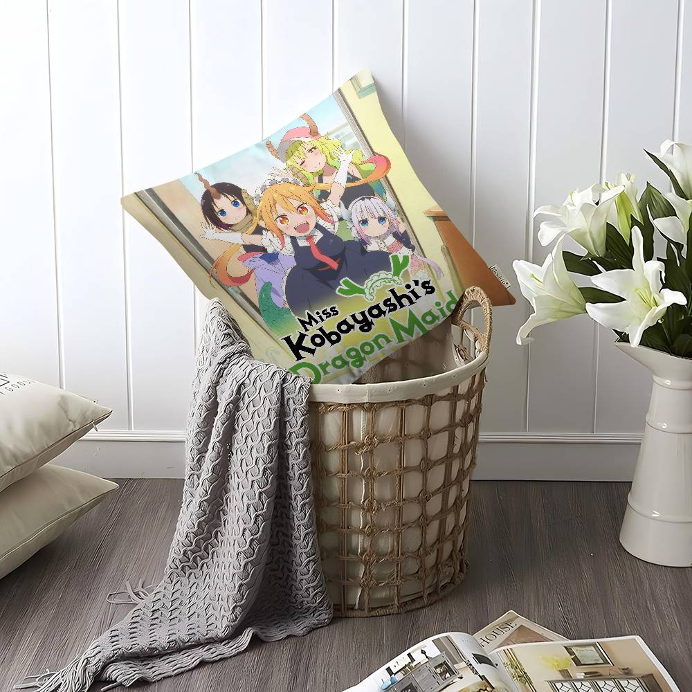 Anime Miss Kobayashi's Dragon Maid  Cushion Cover Inches Farmhouse Decor Home Throw Pillow Covers for Couch Decorations
