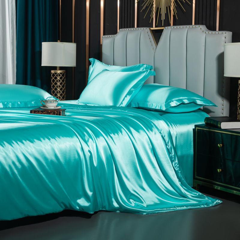 Bedding Set Solid Color Luxury Bedding Kit Rayon Satin Duvet Cover Set Twin Queen King Size Bed Set 4pcs Home Textile